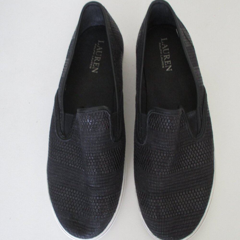 Lauren Ralph Lauren "Janis" Womens Black Textile Slip-on Fashion Sneaker-Size 9M